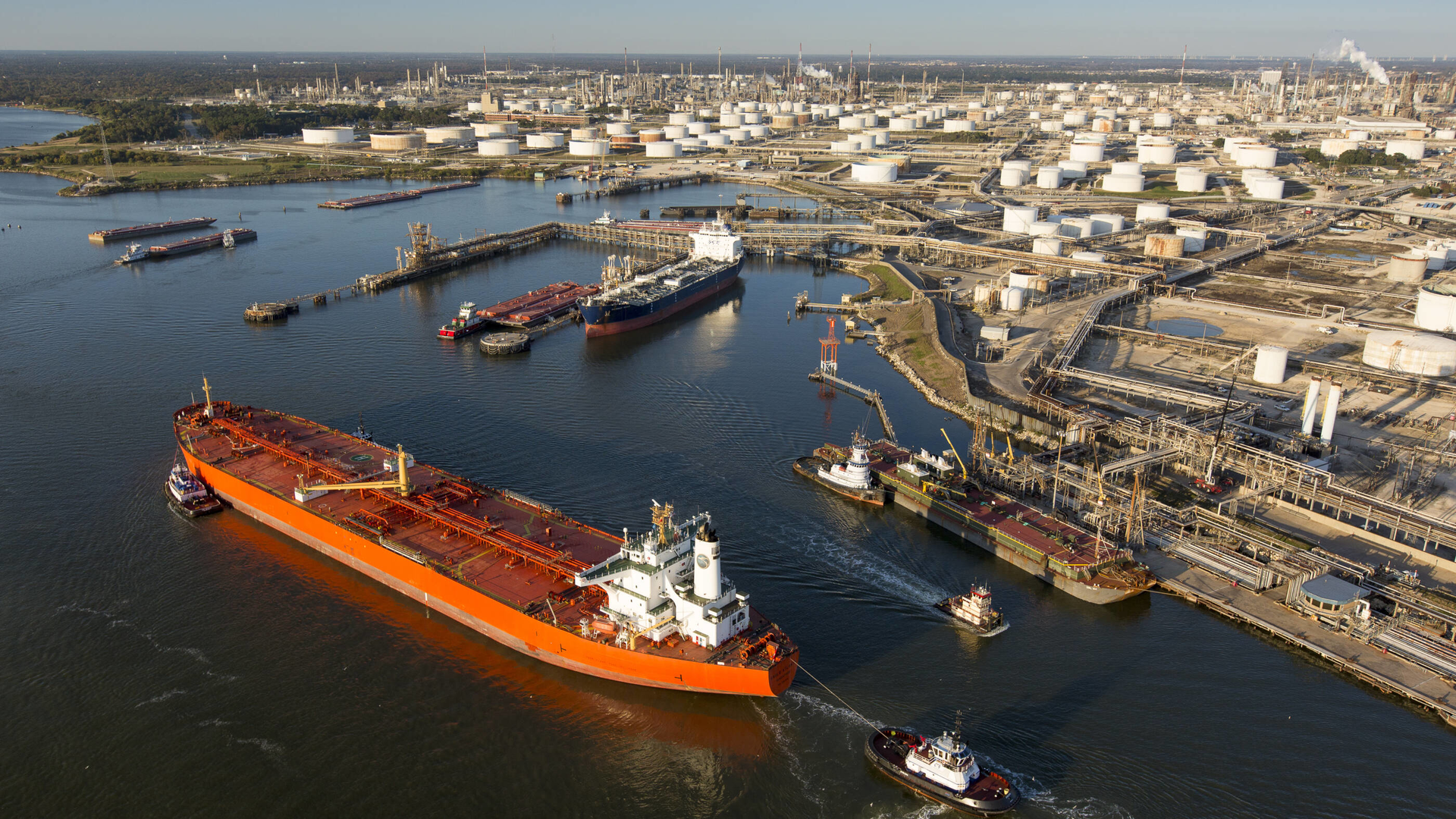 ExxonMobil&rsquo;s Baytown refinery and Houston Ship Channel.