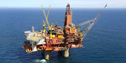 The Statfjord B platform in the North Sea. The Statfjord B platform in the North Sea.