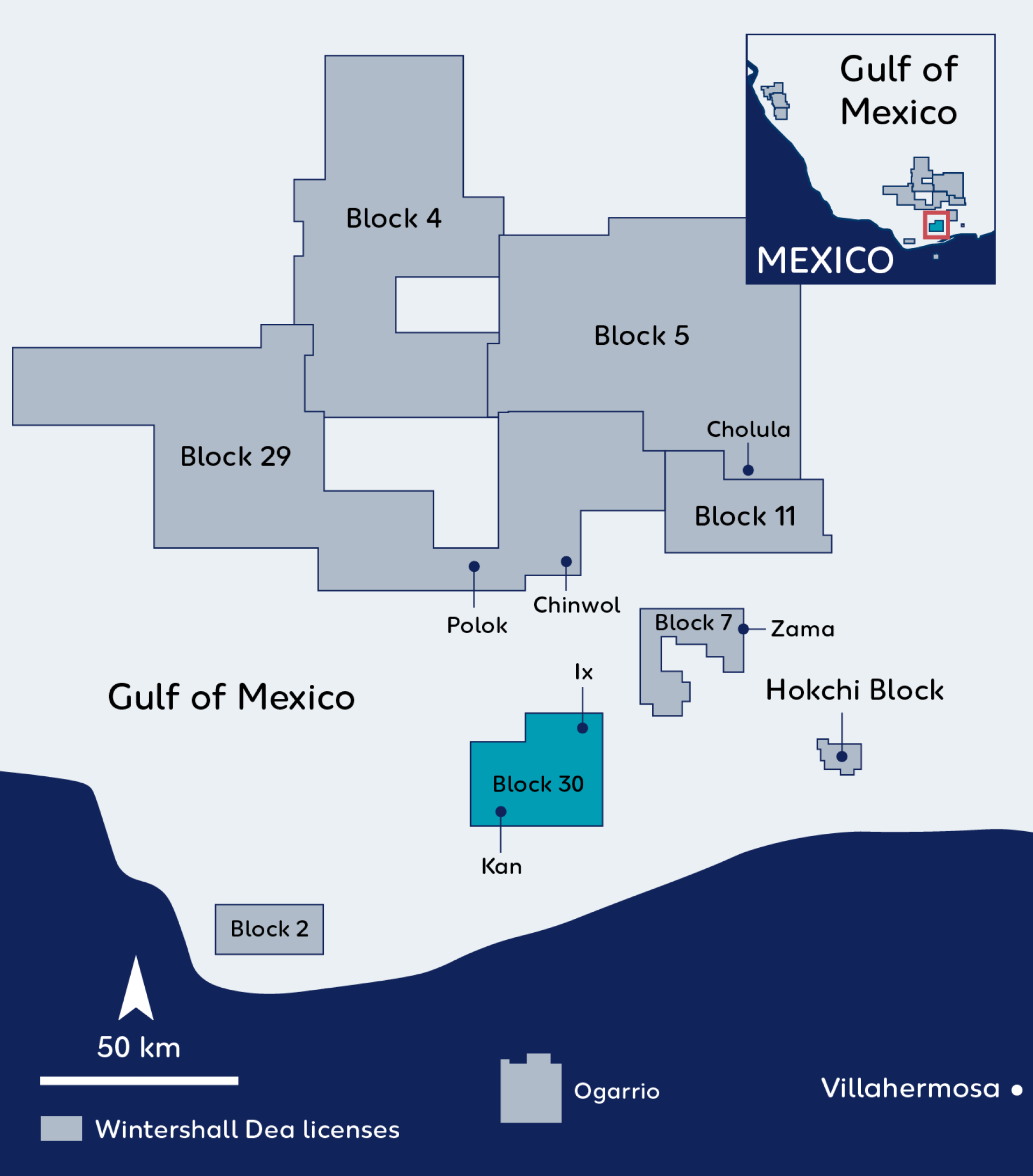 Wintershall Dea's license portfolio in Mexico's Sureste basin.