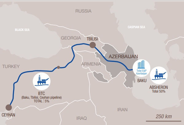 Absheron gas and condensate field in the Caspian Sea.