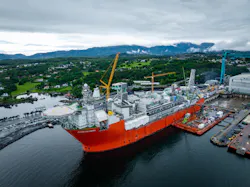 Johan Castberg FPSO quayside at Stord. Johan Castberg FPSO quayside at Stord.
