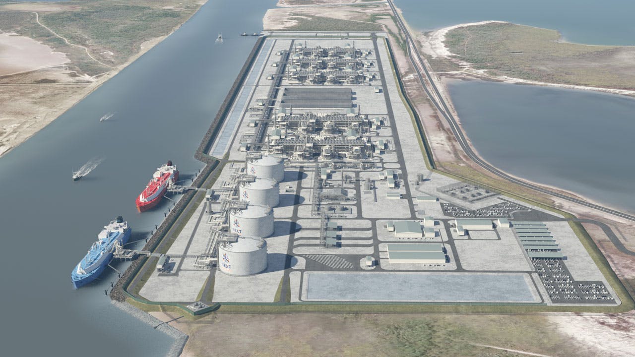 NextDecade Corp. Rio Grande LNG aerial rendering.