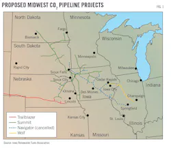 Proposed Midwest CO2 Pipeline Projects. (Fig. 1). Proposed Midwest CO2 Pipeline Projects. (Fig. 1).