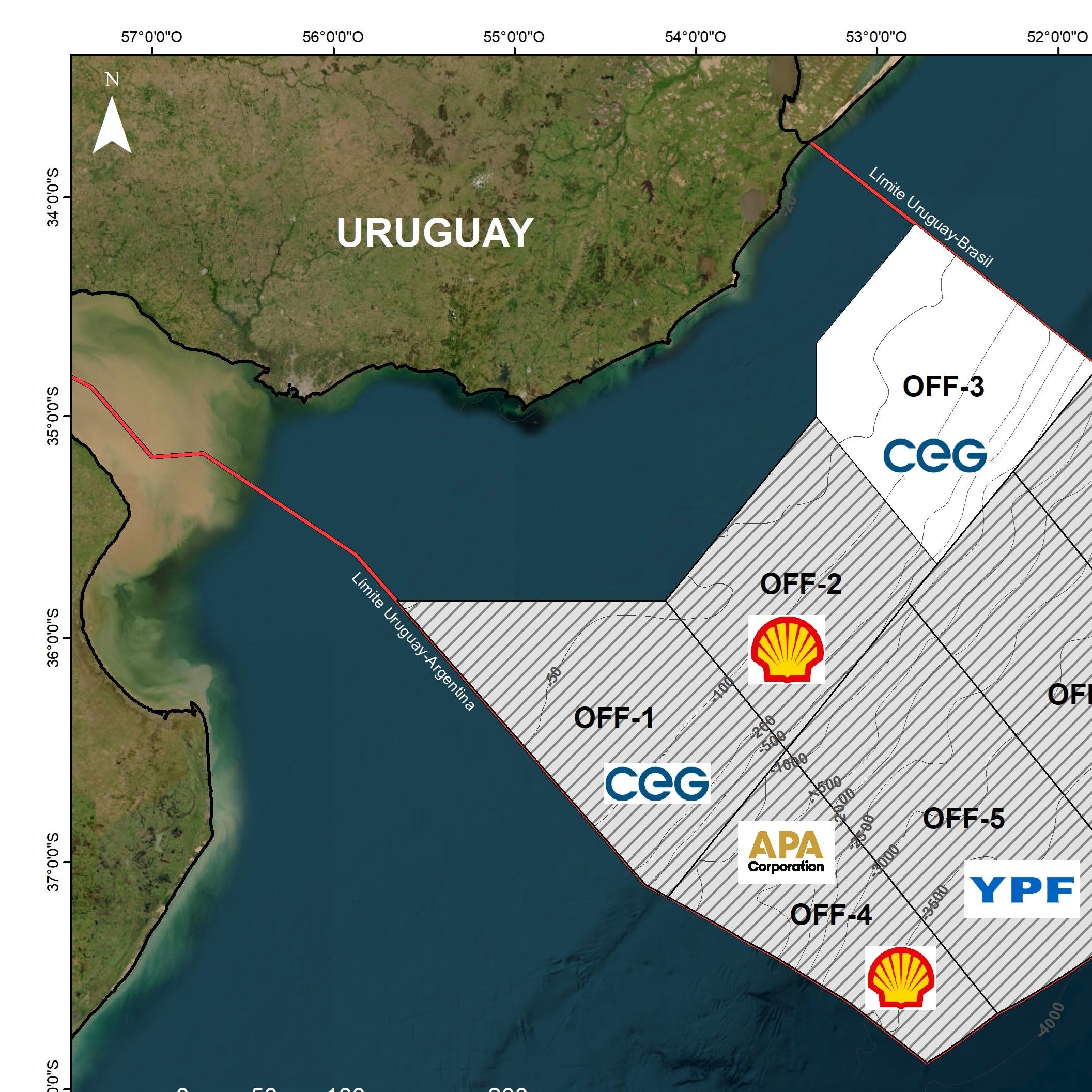 ANCAP bid map offshore Uruguay.