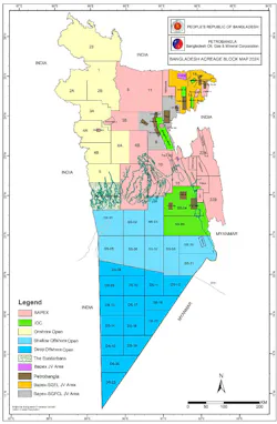2024 Bangladesh Offshore Bid Round (blue areas). 2024 Bangladesh Offshore Bid Round (blue areas).