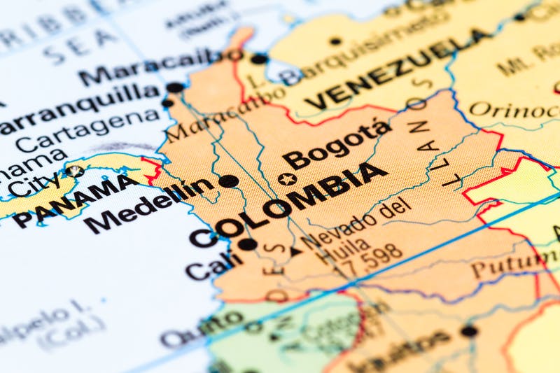 Map of Colombia.