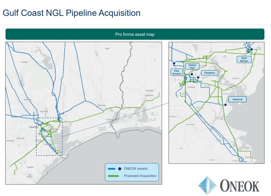 Gulf Coast NGL pipeline acquisition map.