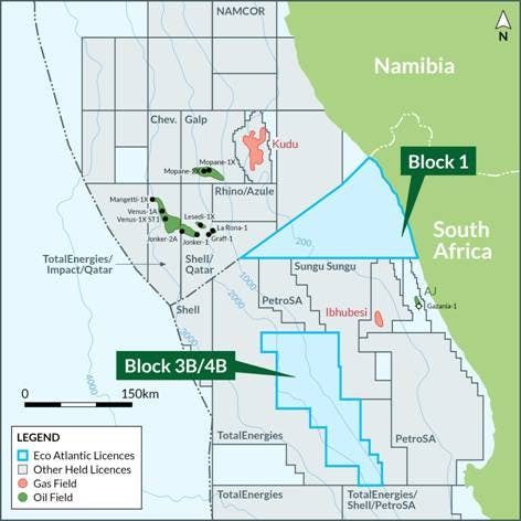 Oil and gas blocks offshore South Africa.