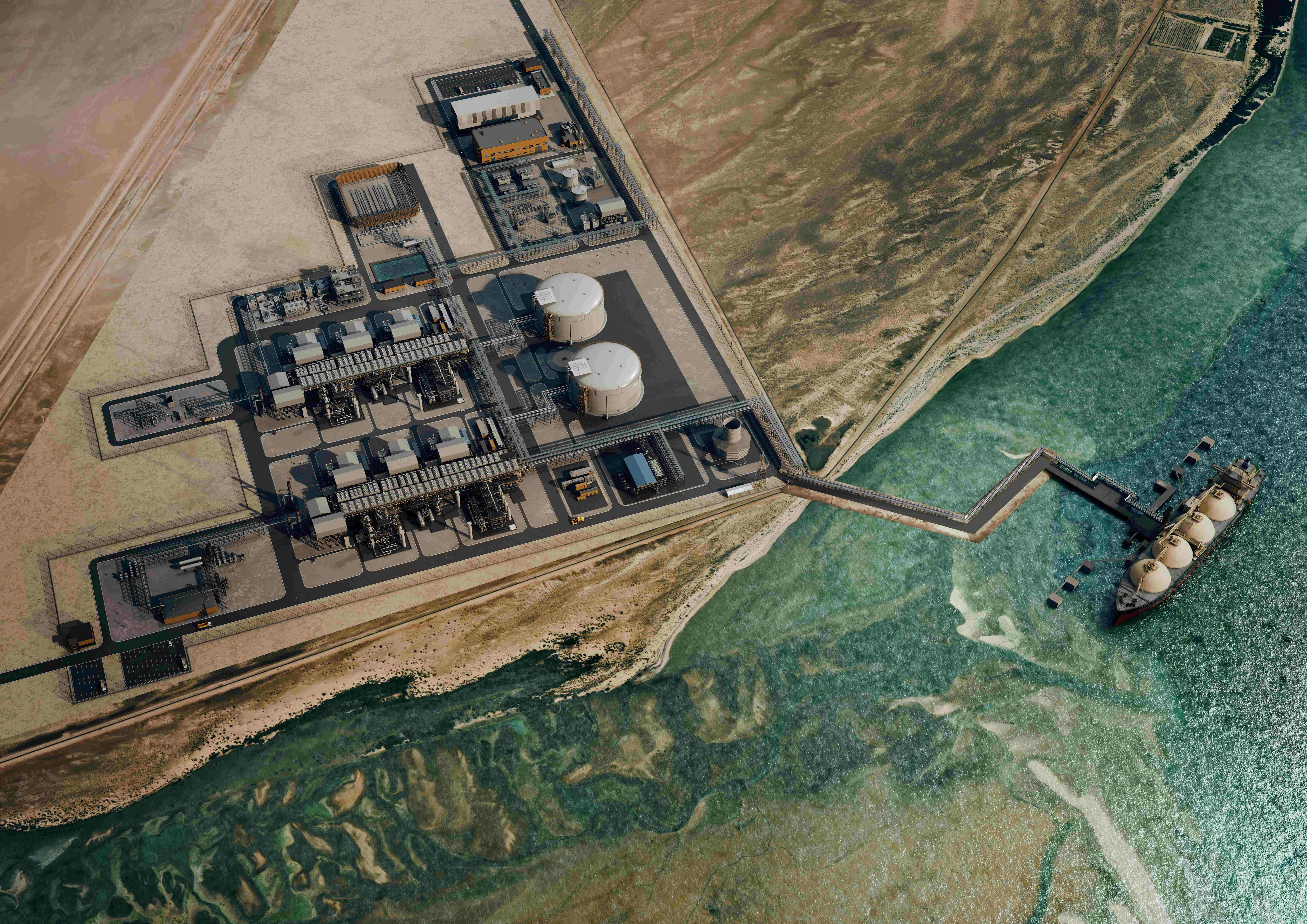 Rendering of Ruwais LNG plant.