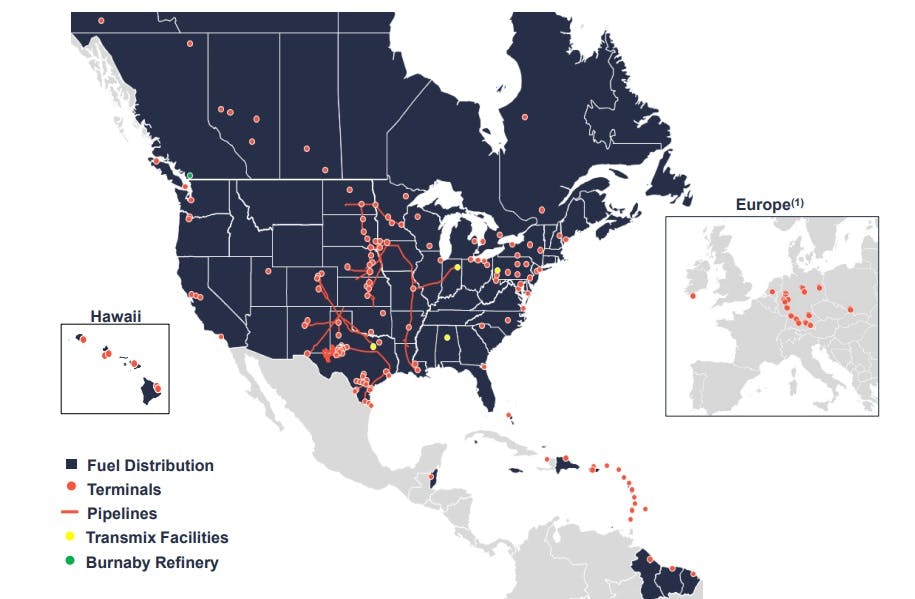 Sunoco LP, Parkland Corp. infrastructure map