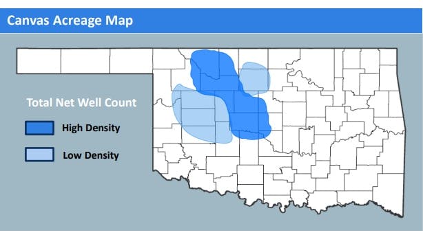Canvas Energy acreage map, Oklahoma