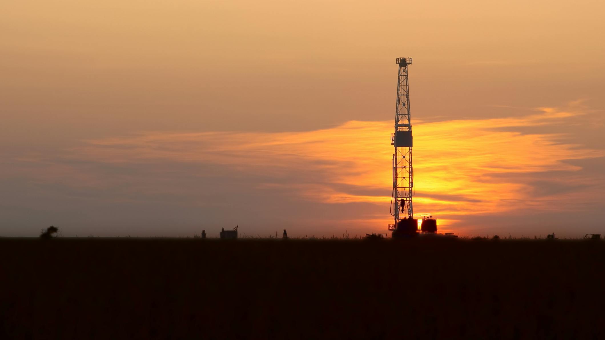 rig at sunset