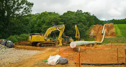 Mountain Valley Pipeline laying pipe through Franklin County, Va., July 21, 2018. Mountain Valley Pipeline laying pipe through Franklin County, Va., July 21, 2018.