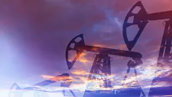 Oil production, sunset backdrop Oil production, sunset backdrop