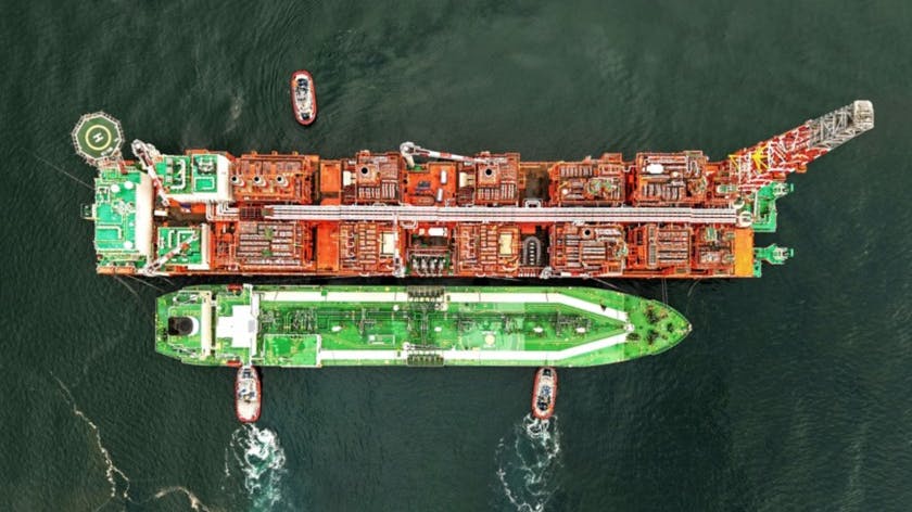 Aerial photo of Nguya floating LNG vessel offshore Congo