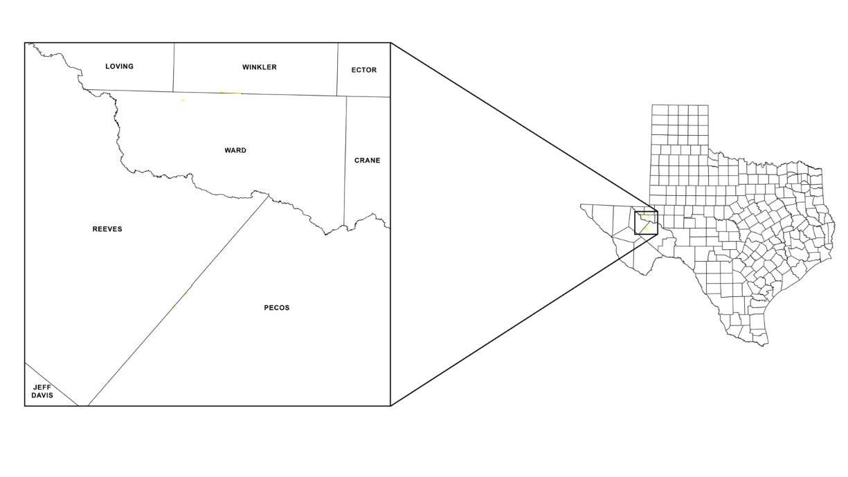 Ward County, Tex., on map