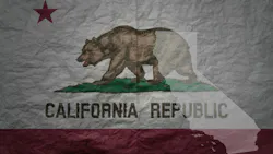 California flag and outline map of California on paper texture background California flag and outline map of California on paper texture background