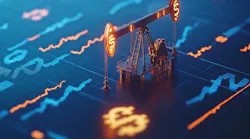 illustration of oil pump jack on lighted chart representing oil markets illustration of oil pump jack on lighted chart representing oil markets