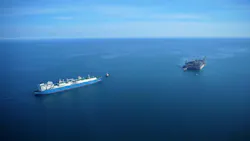 Aerial view of LNG carrier offshore Italy Aerial view of LNG carrier offshore Italy