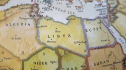 Close up on the country of Libya on a world map Close up on the country of Libya on a world map