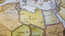Close up on the country of Libya on a world map Close up on the country of Libya on a world map