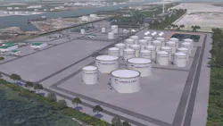 Artist rendering of proposed refinery at the Port of Brownsville, Tex. Artist rendering of proposed refinery at the Port of Brownsville, Tex.