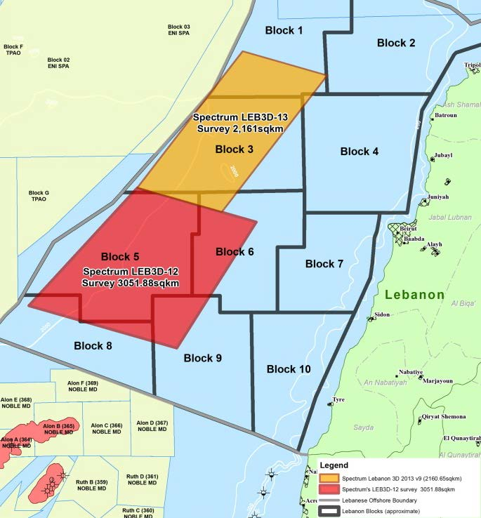 Sepctrum 3D seismic survey area off Lebanon