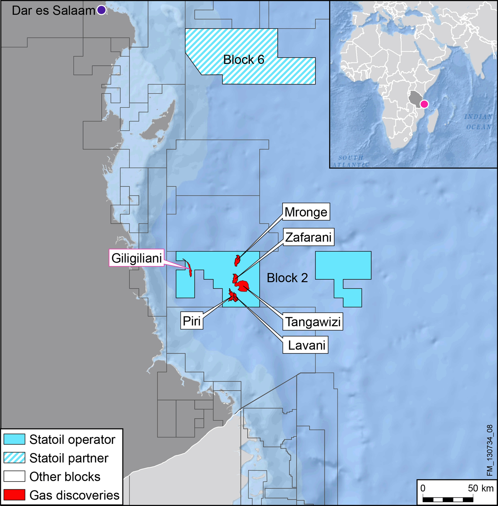 The Giligiliani-1 exploration well offshore Tanzania is a new natural gas discovery.