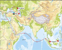Singapore to Baku route Singapore to Baku route