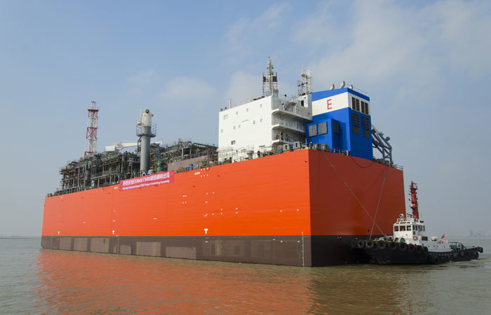 Undocking of FSRU at Wison Offshore & Marine in Nantong, China