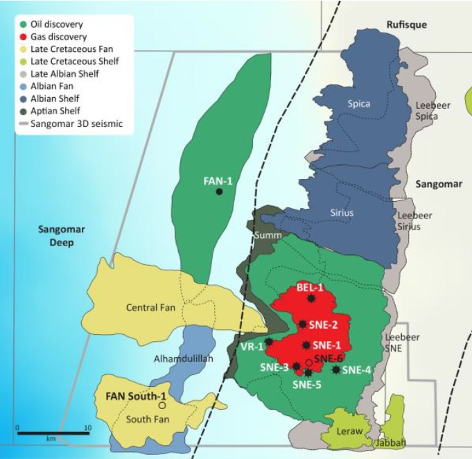 FAN South-1 exploration well into the deepwater South FAN prospect offshore Senegal