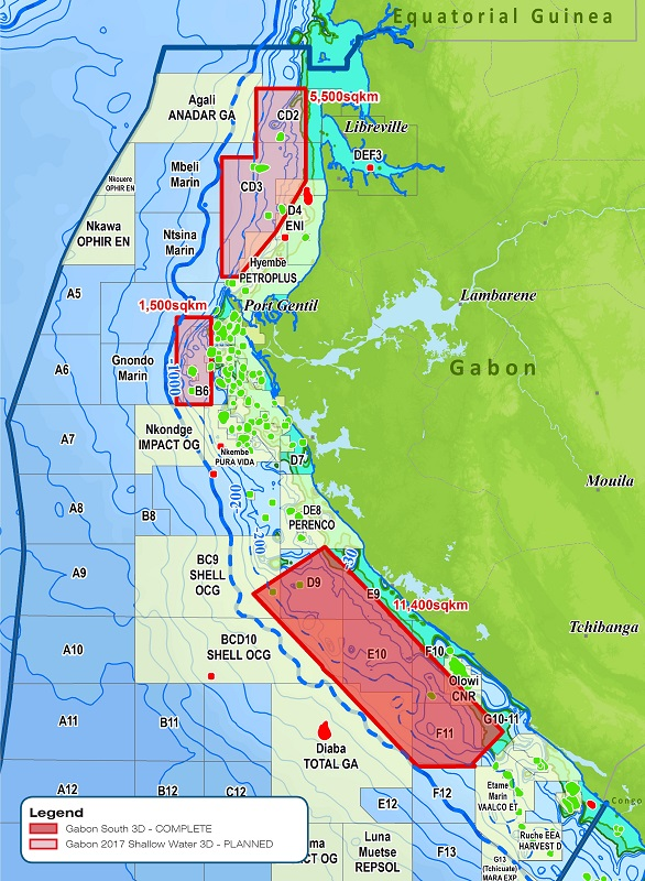 Gabon South 3D multi-client seismic survey