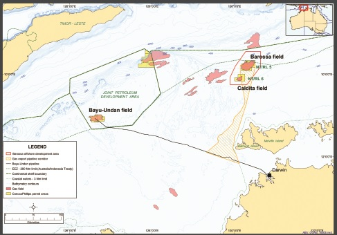 Barossa is a gas/light condensate field offshore northern Australia