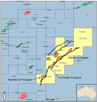 Exploration permits in the Vulcan sub-basin offshore northwest Australia