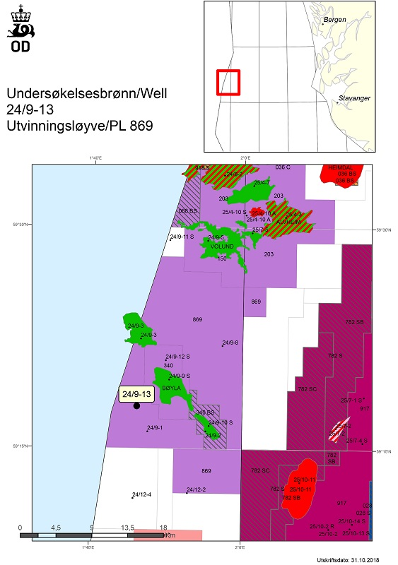 Well 24/9-13 in license PL 869 in the North Sea