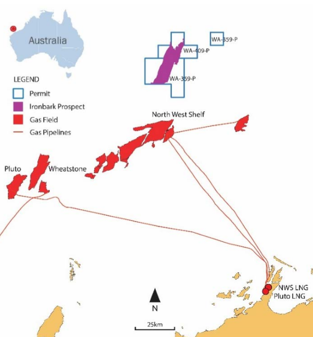 Ironbark prospect in exploration permit WA-359-P in the Carnarvon basin offshore Western Australia