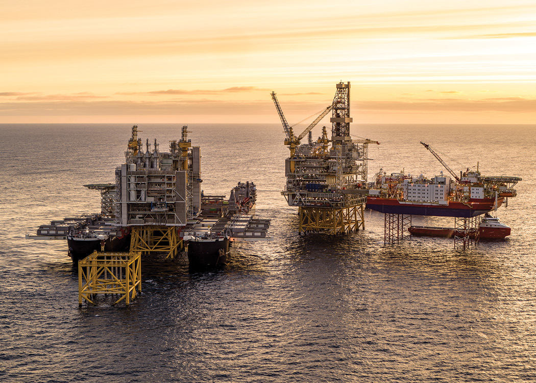 The Pioneering Spirit installing the topsides for the processing platform at the Johan Sverdrup field center. (Courtesy Allseas/Equinor)