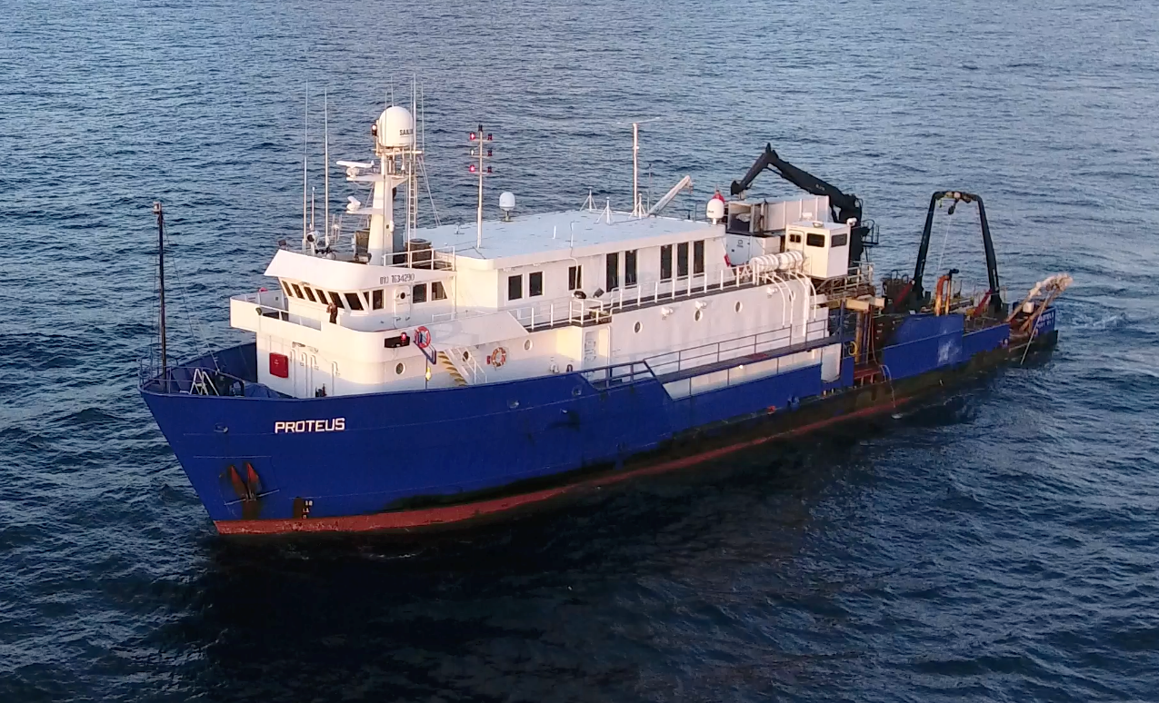The R/V Proteus was used for the environmental baseline studies offshore Guyana.