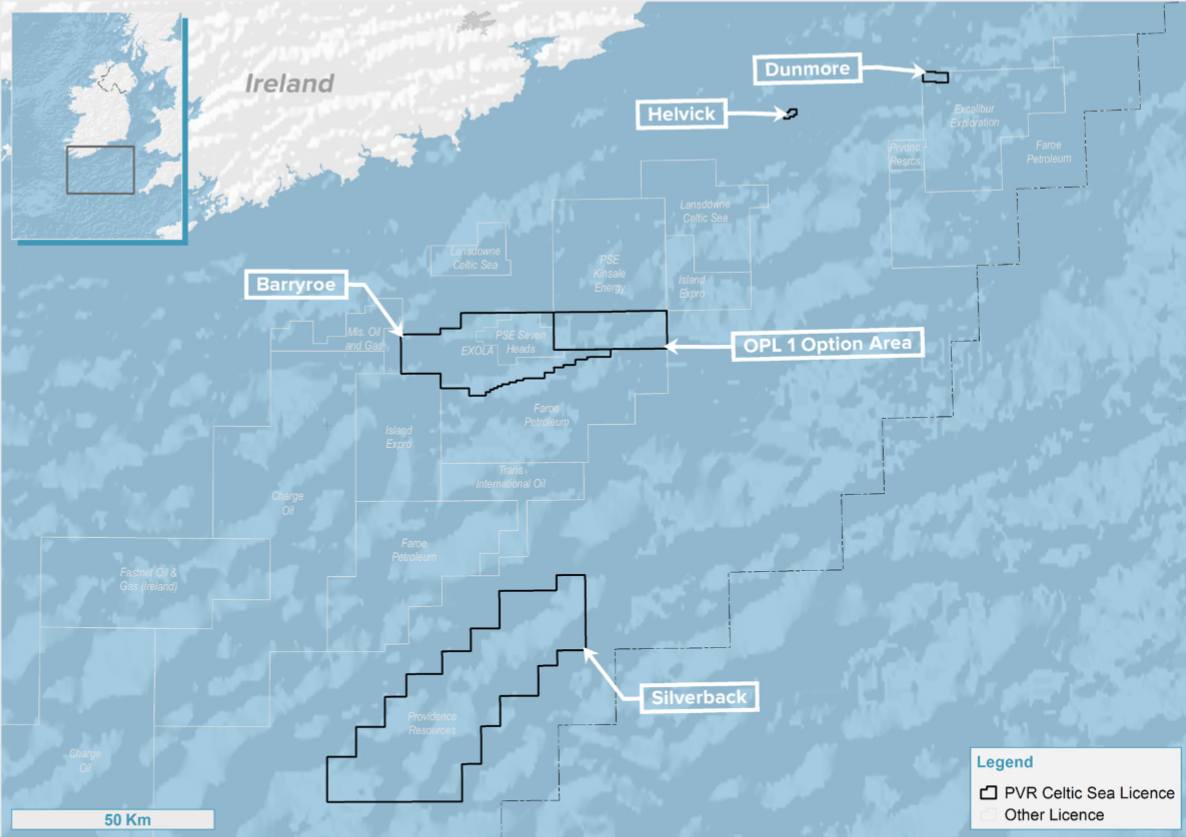 Barryroe is in standard exploration license 1/11 in the Celtic Sea off southern Ireland.