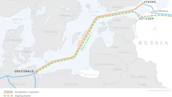 Map of the routes for Nord Stream and Nord Stream 2. Map of the routes for Nord Stream and Nord Stream 2.