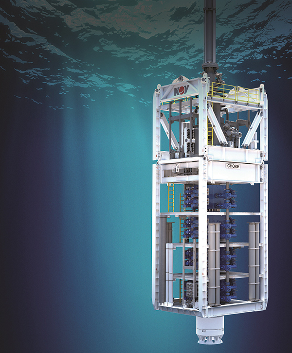 Rendering of NOV&rsquo;s 20K BOP stack. (Courtesy NOV)