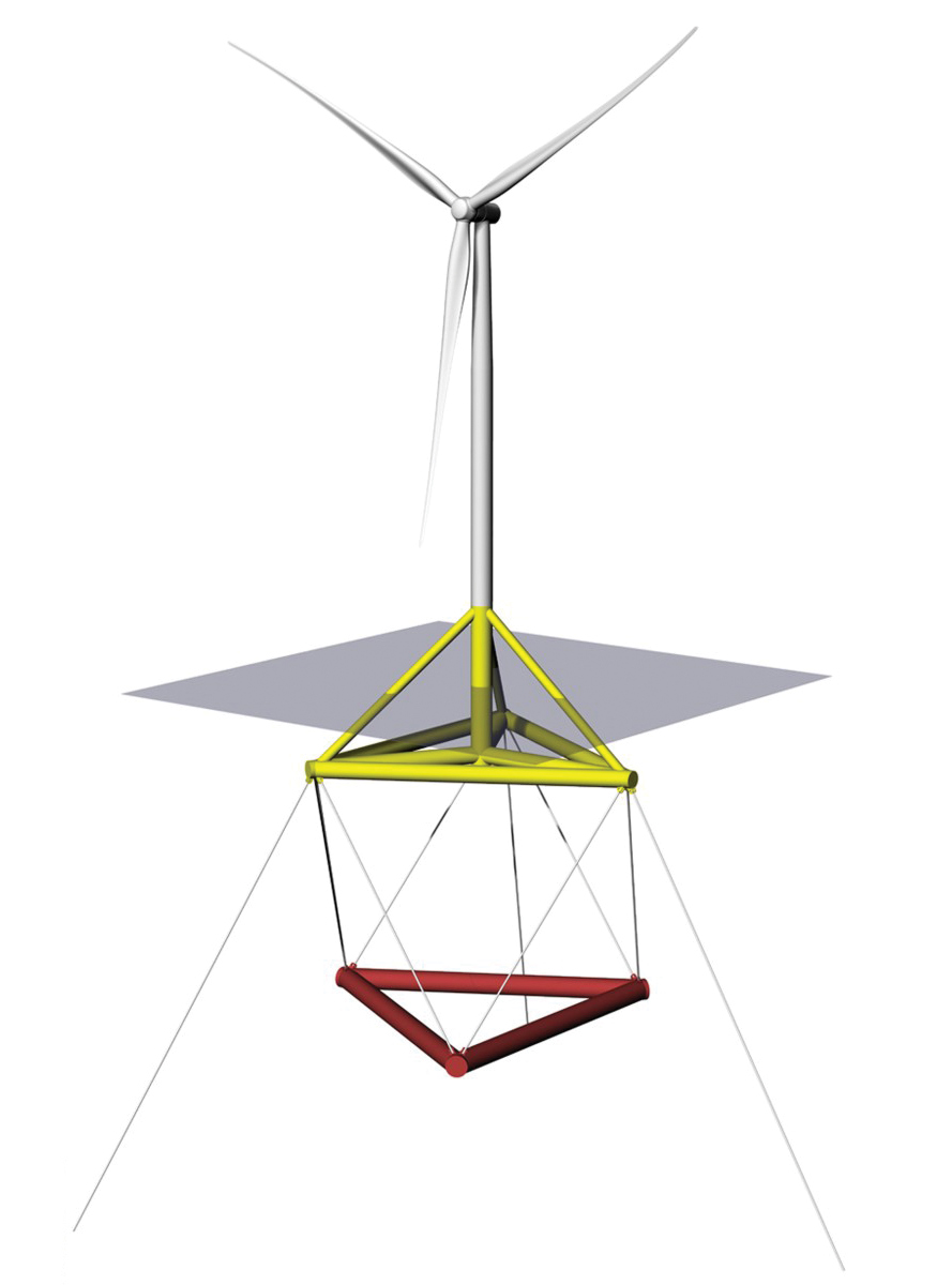 The TetraSpar floating offshore wind turbine platform concept (Courtesy Stiesdal Offshore Technologies)