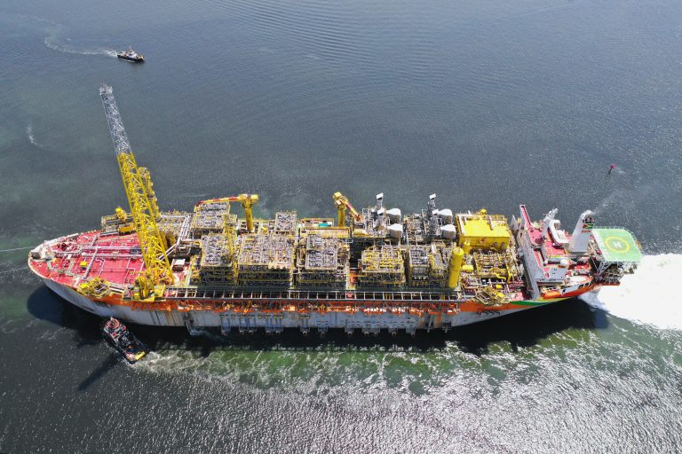 The FPSO Liza Destiny departs from Singapore and is sailing to Guyana.