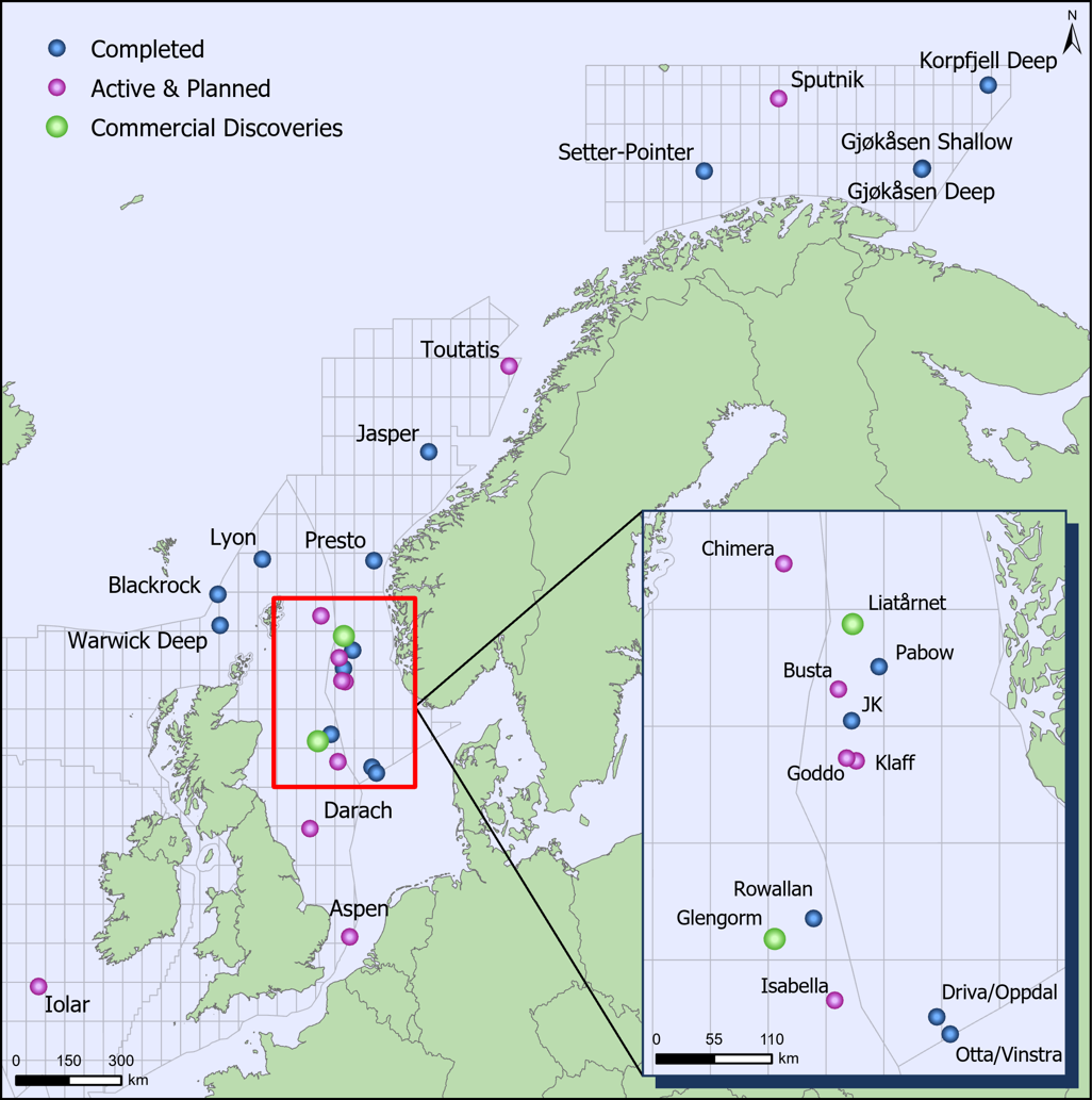 High impact exploration wells in northwest Europe in 2019.