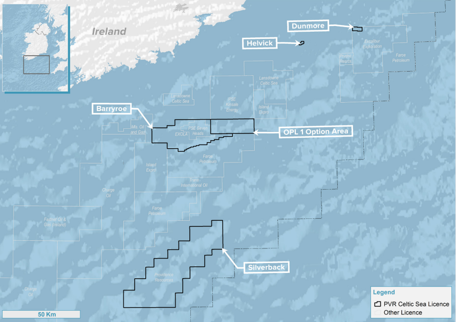 The Barryroe oil field is in the North Celtic Sea basin offshore Ireland.