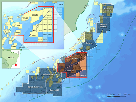 Map showing location of CGG&rsquo;s Nebula 3D survey offshore Brazil.