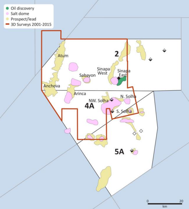 Discovery, prospects, and leads offshore Guinea-Bissau.