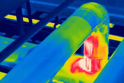 Thermographic image of wet insulation. Thermographic image of wet insulation.