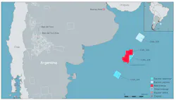 Location of the CAN 100 block offshore Argentina. Location of the CAN 100 block offshore Argentina.