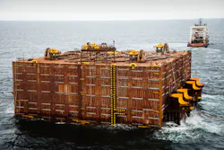 At the Solan field, produced oil is stored in a specially designed steel subsea oil storage tank that is located ~300 m from the platform. At the Solan field, produced oil is stored in a specially designed steel subsea oil storage tank that is located ~300 m from the platform.